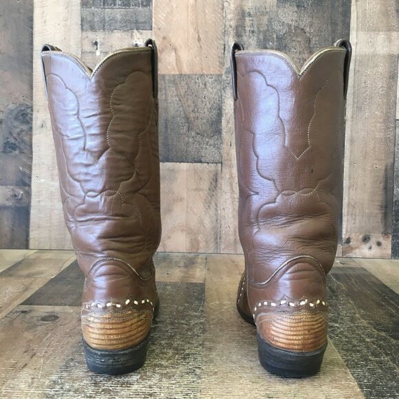 Tony Lama Vintage Gold Label Pointed Toe Wingtip Cowboy Boots Womens 5.5 B - Picture 8 of 12